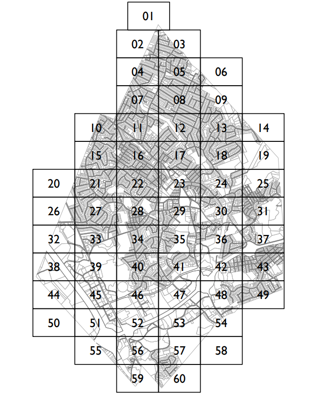 Assessor Map showing the 60 different Assessor zones
