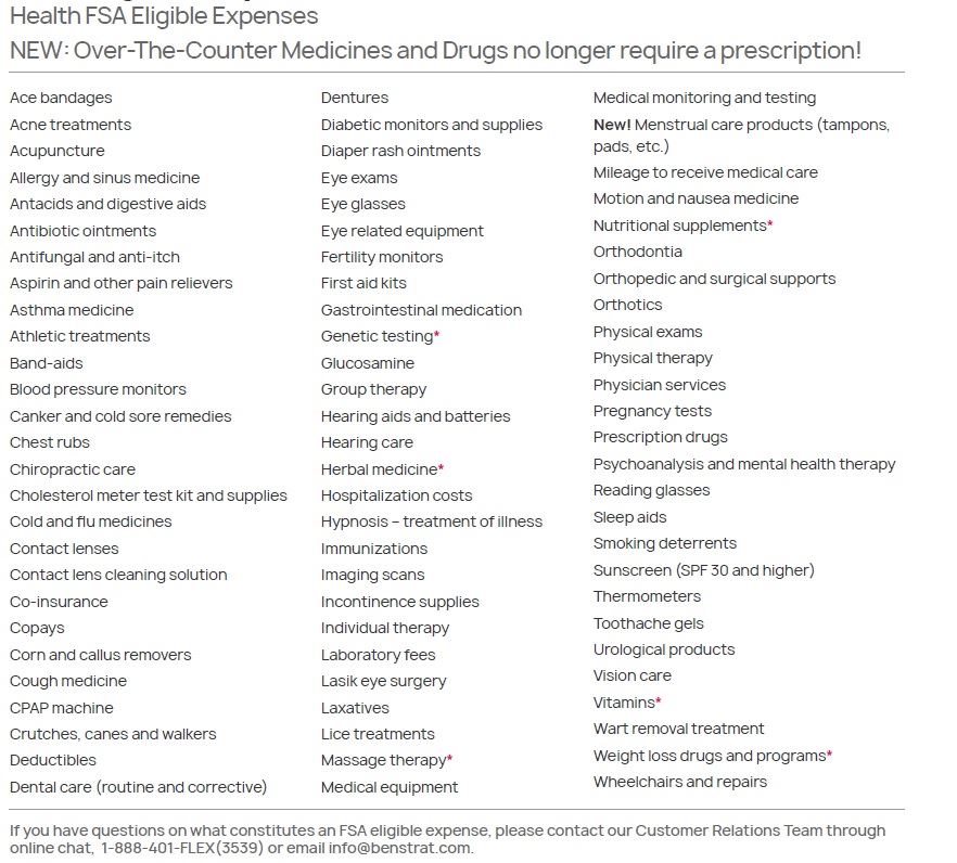 Flexible Spending Account Eligible Expenses